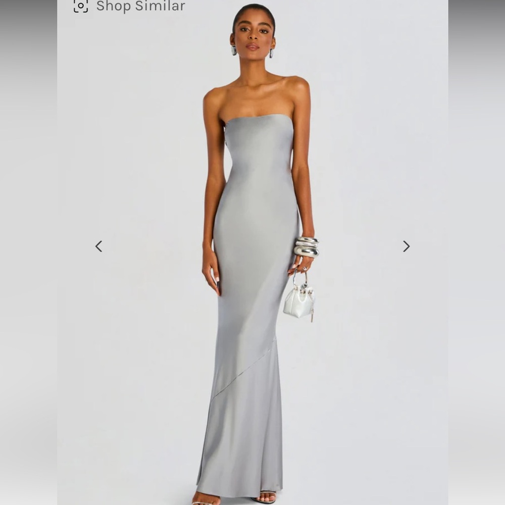 Retrofete Strapless Silver Dress